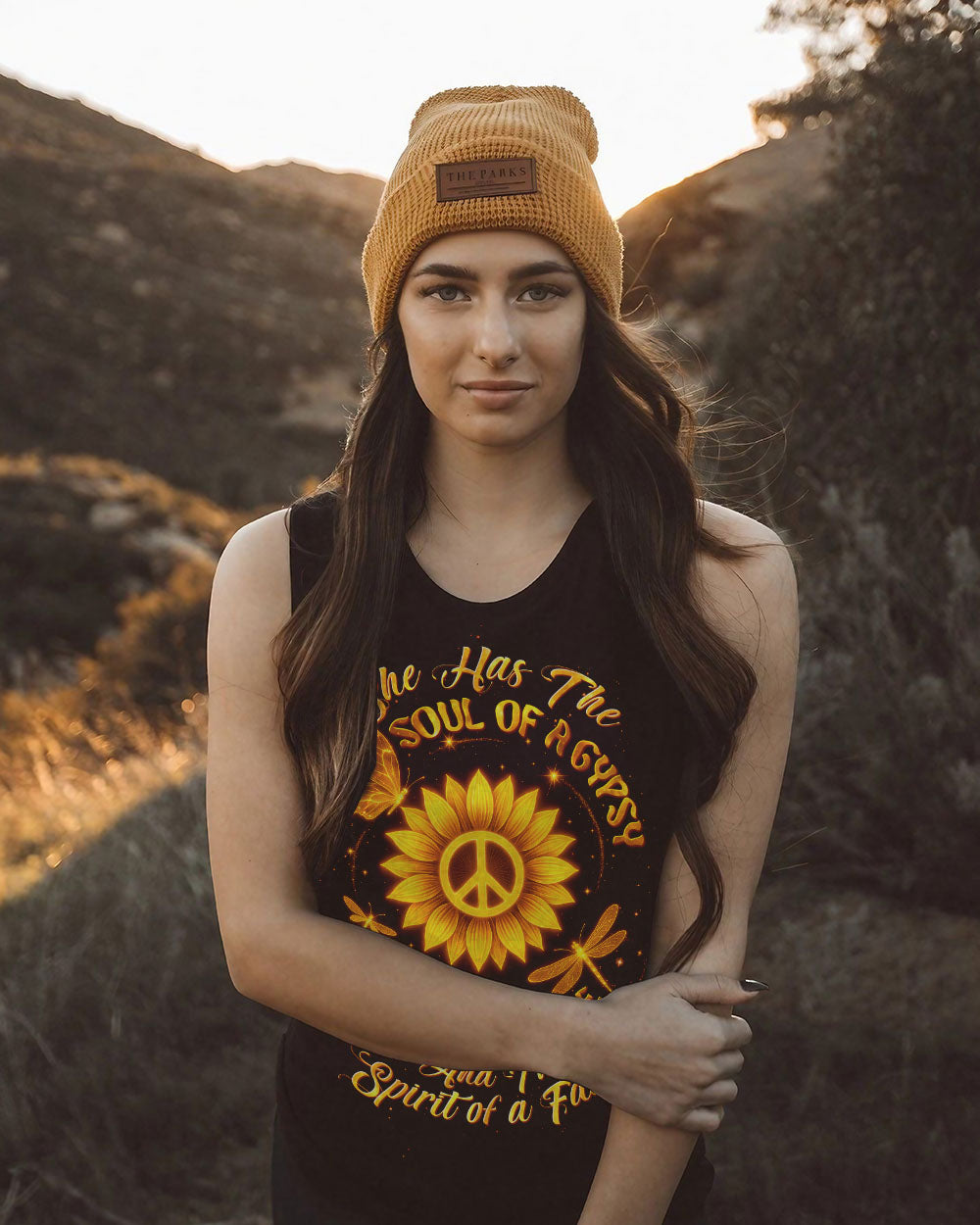 JUST BREATHE DRAGONFLY SUNFLOWER ALL OVER PRINT  - TLTW2205253