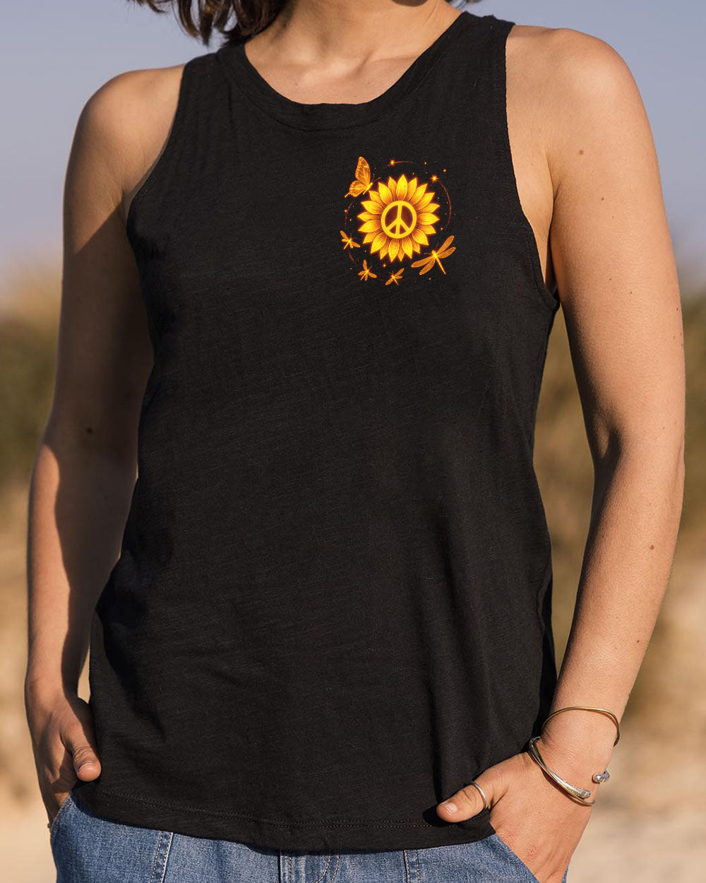 JUST BREATHE DRAGONFLY SUNFLOWER ALL OVER PRINT  - TLTW2205253