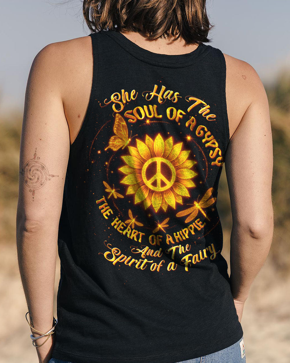 JUST BREATHE DRAGONFLY SUNFLOWER ALL OVER PRINT  - TLTW2205253