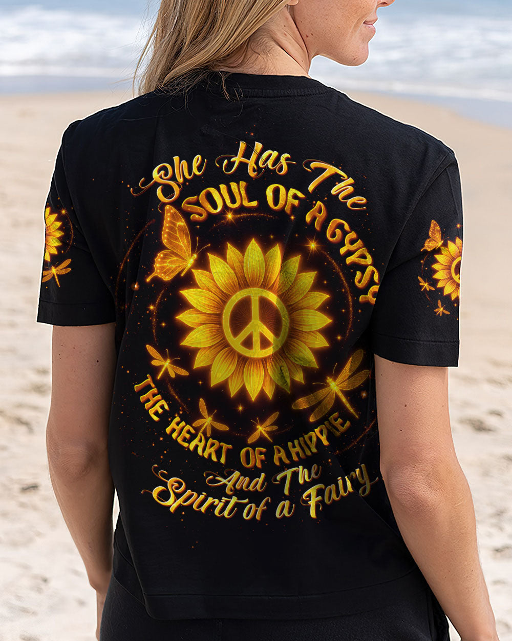 JUST BREATHE DRAGONFLY SUNFLOWER ALL OVER PRINT  - TLTW2205253