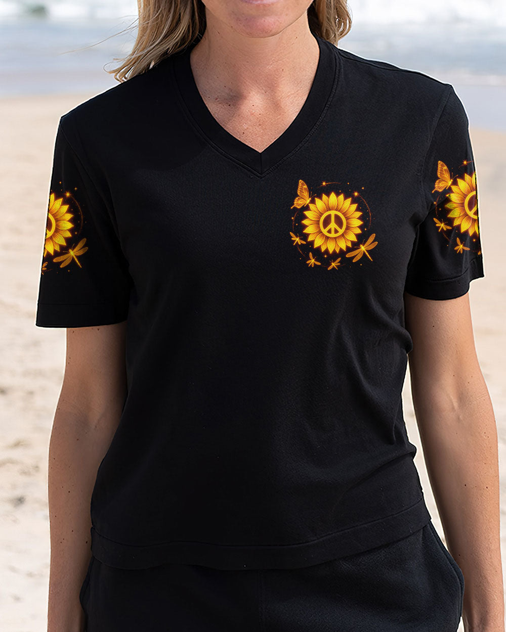 JUST BREATHE DRAGONFLY SUNFLOWER ALL OVER PRINT  - TLTW2205253