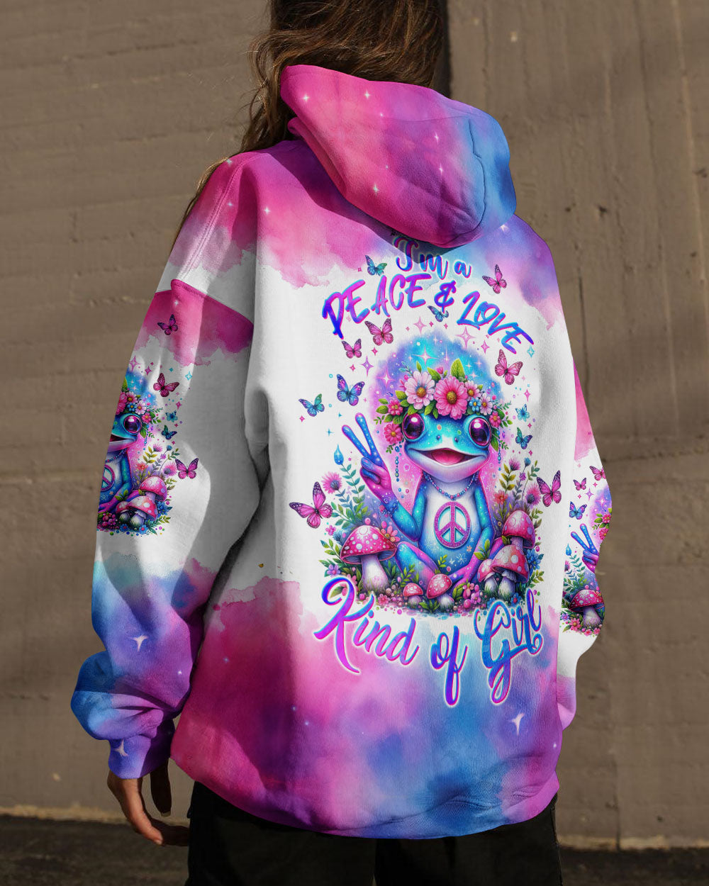 PEACE AND LOVE KIND OF GIRL FROG ALL OVER PRINT - TLTW2301243