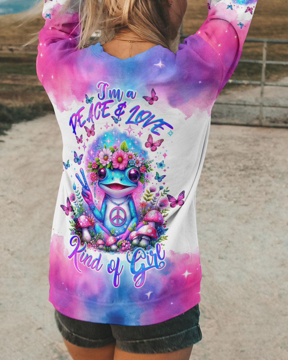 PEACE AND LOVE KIND OF GIRL FROG ALL OVER PRINT - TLTW2301243