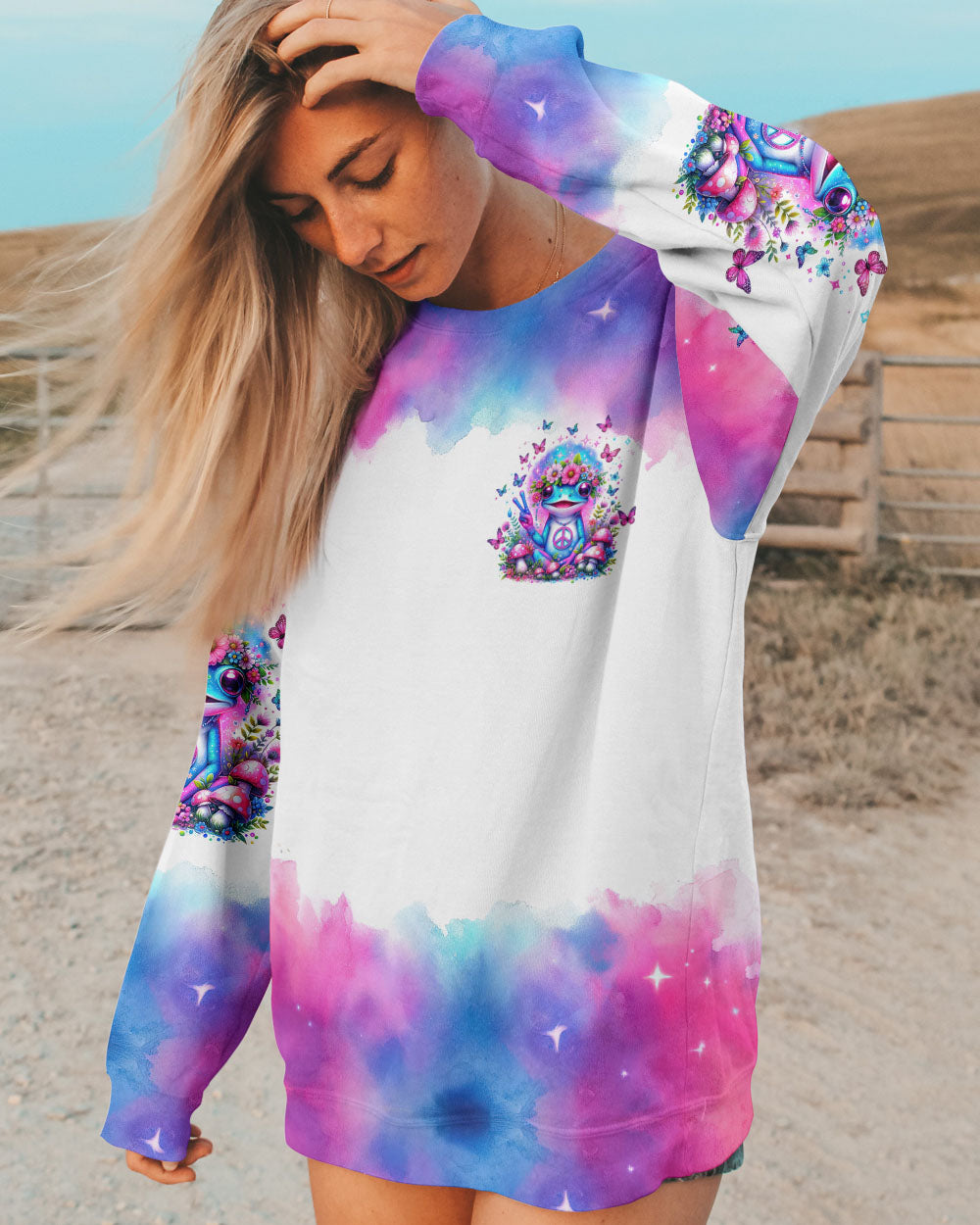 PEACE AND LOVE KIND OF GIRL FROG ALL OVER PRINT - TLTW2301243
