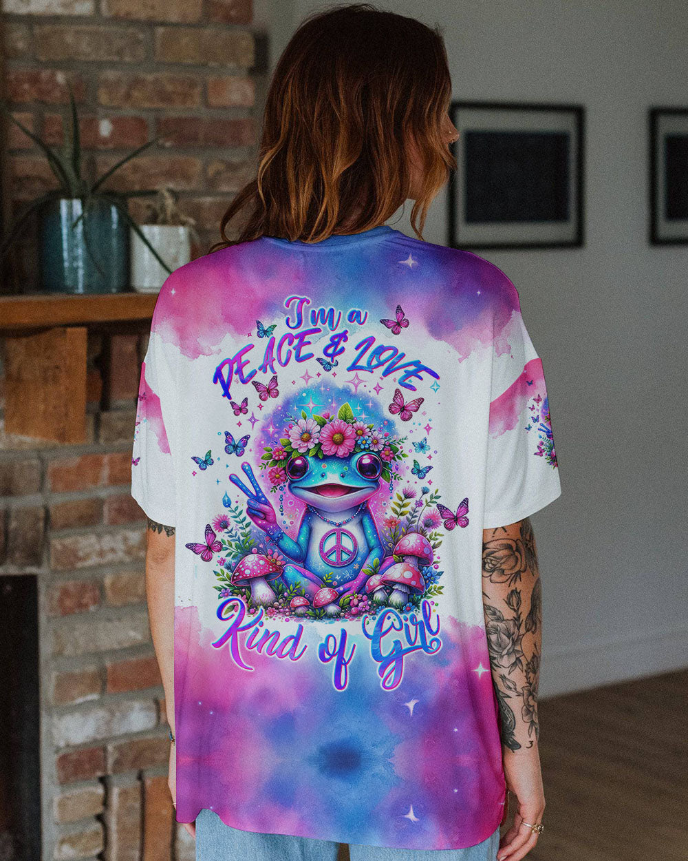 PEACE AND LOVE KIND OF GIRL FROG ALL OVER PRINT - TLTW2301243
