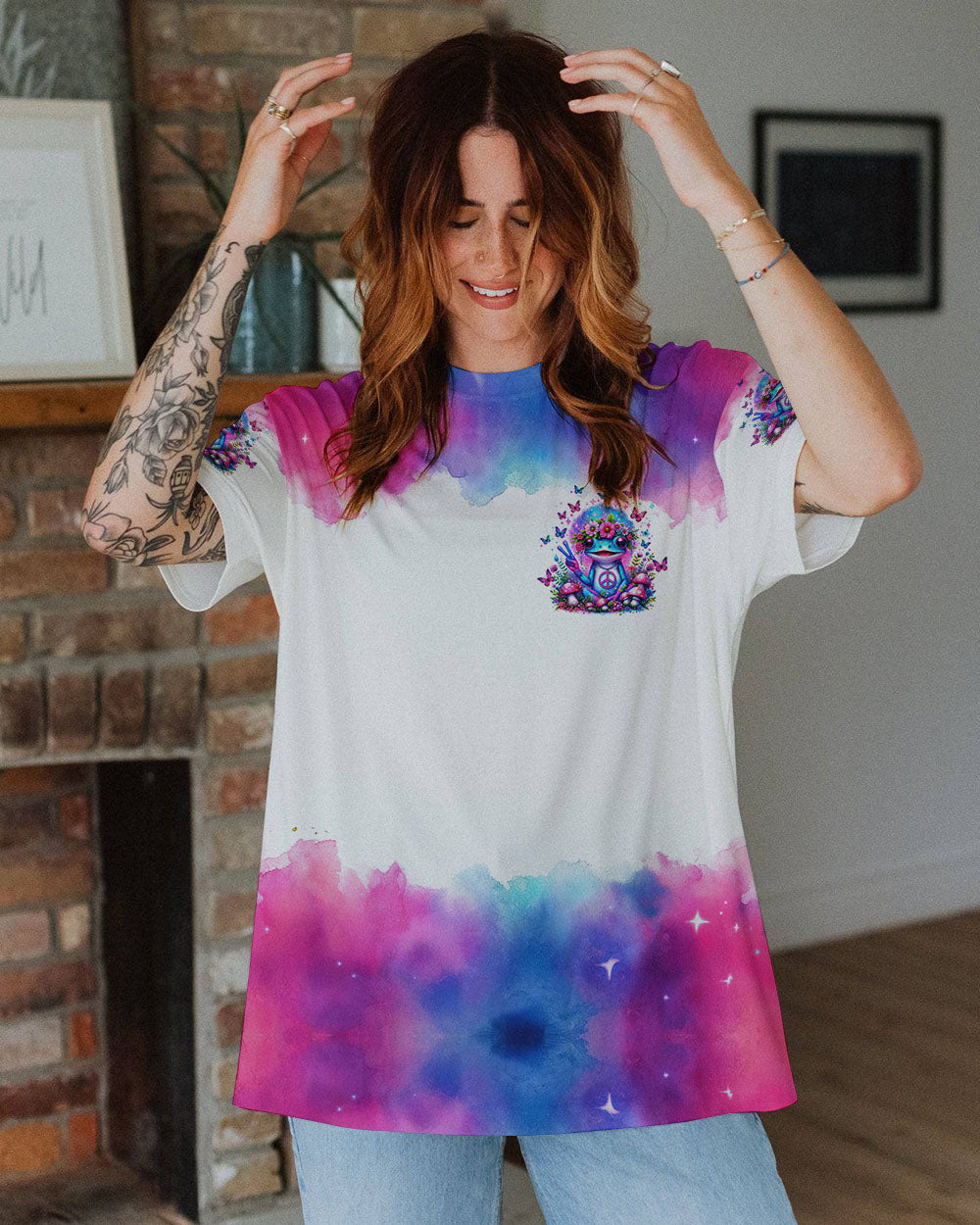 PEACE AND LOVE KIND OF GIRL FROG ALL OVER PRINT - TLTW2301243