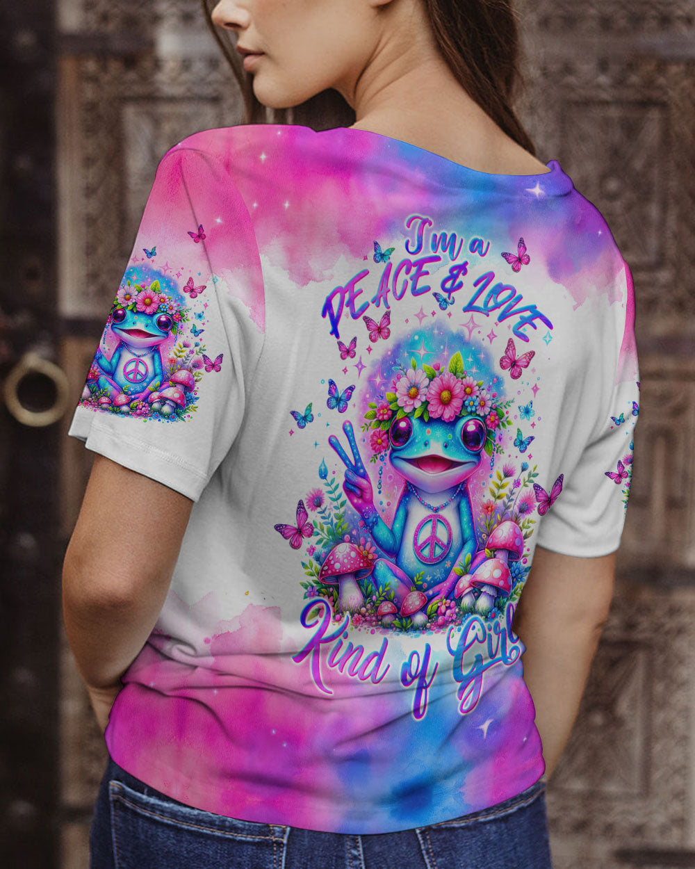 PEACE AND LOVE KIND OF GIRL FROG ALL OVER PRINT - TLTW2301243