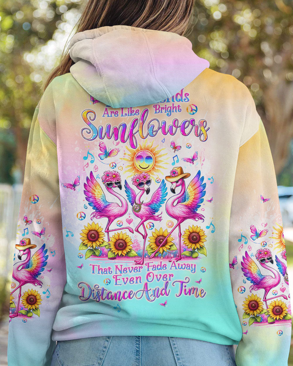 TRUE FRIENDS ARE LIKE BRIGHT SUNFLOWERS FLAMINGO ALL OVER PRINT - TLTW2304244