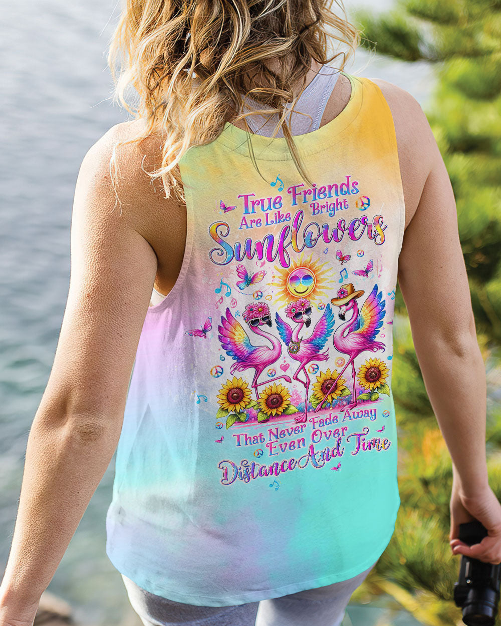 TRUE FRIENDS ARE LIKE BRIGHT SUNFLOWERS FLAMINGO ALL OVER PRINT - TLTW2304244