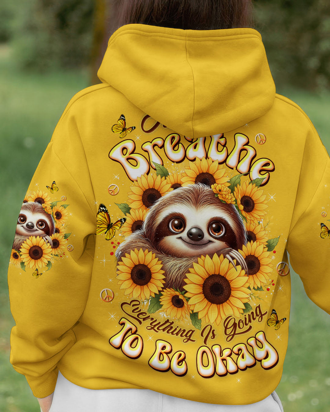 JUST BREATHE SLOTH SUNFLOWER ALL OVER PRINT - TLTW2310252