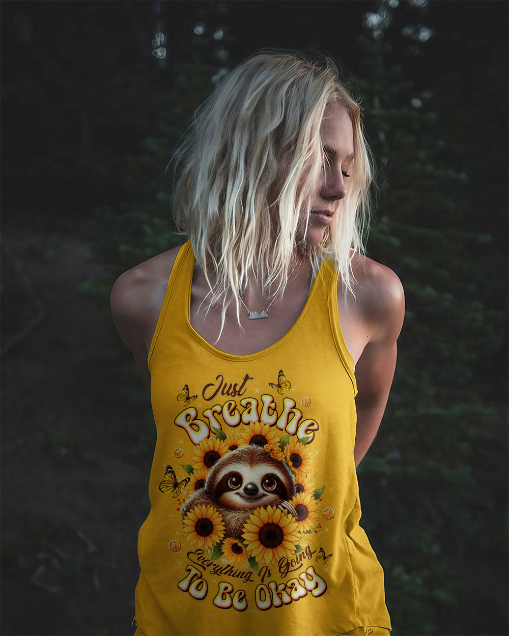 JUST BREATHE SLOTH SUNFLOWER ALL OVER PRINT - TLTW2310252