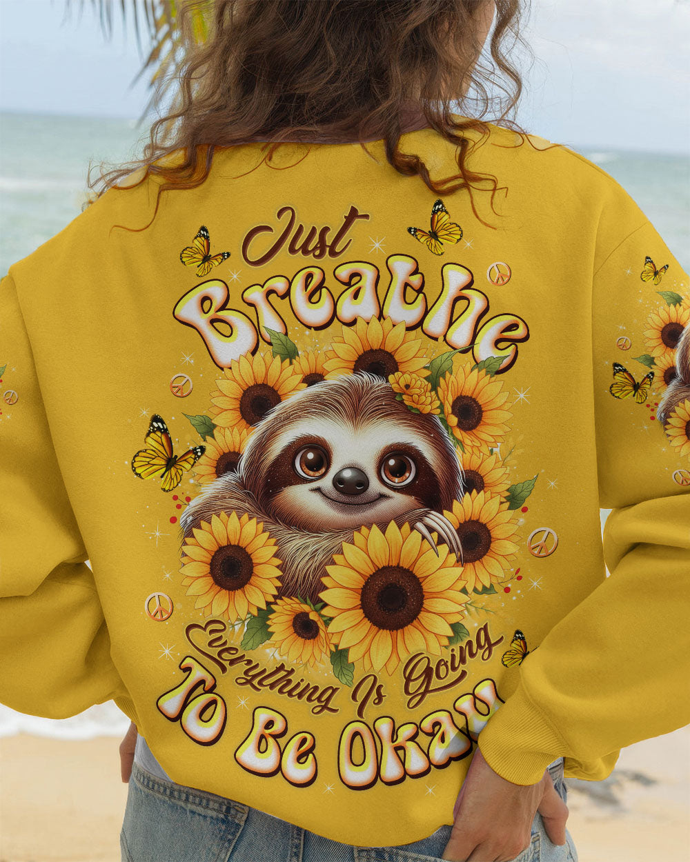JUST BREATHE SLOTH SUNFLOWER ALL OVER PRINT - TLTW2310252