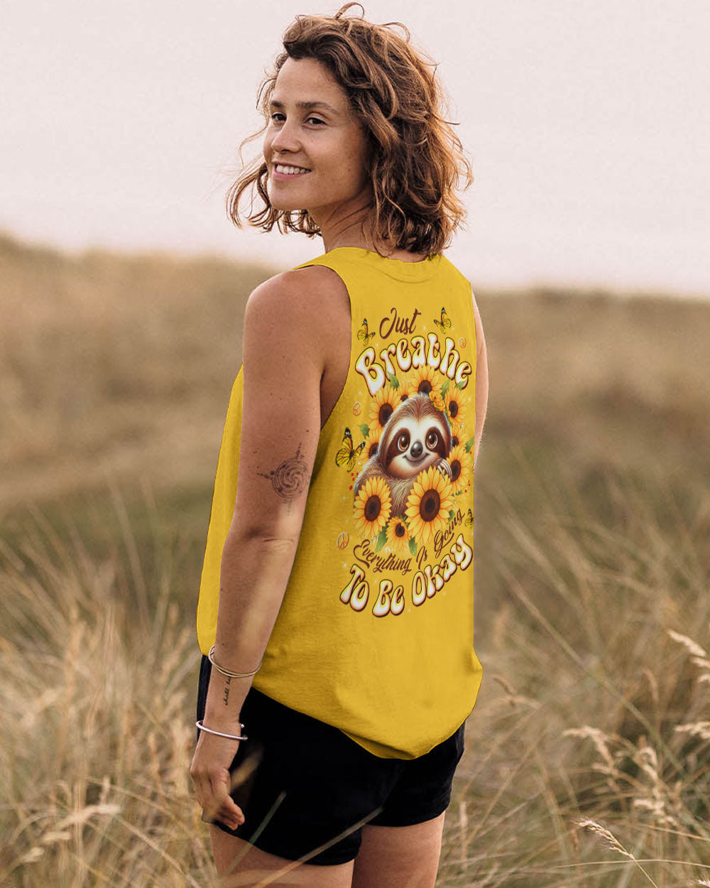 JUST BREATHE SLOTH SUNFLOWER ALL OVER PRINT - TLTW2310252