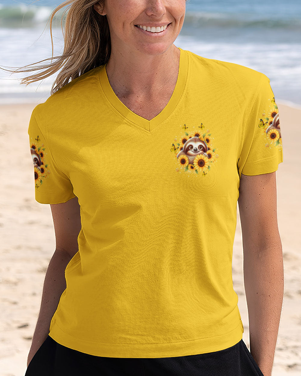 JUST BREATHE SLOTH SUNFLOWER ALL OVER PRINT - TLTW2310252