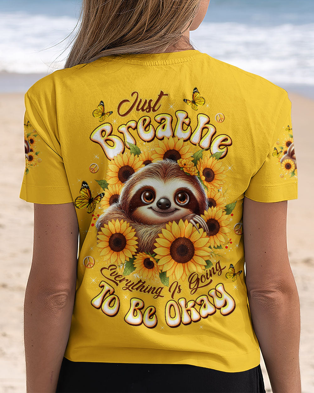 JUST BREATHE SLOTH SUNFLOWER ALL OVER PRINT - TLTW2310252