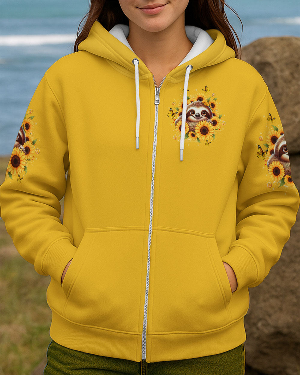 JUST BREATHE SLOTH SUNFLOWER ALL OVER PRINT - TLTW2310252