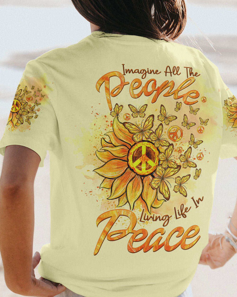 IMAGINE ALL THE PEOPLE LIVING LIFE IN PEACE SUNFLOWER ALL OVER PRINT - TLTW2408234