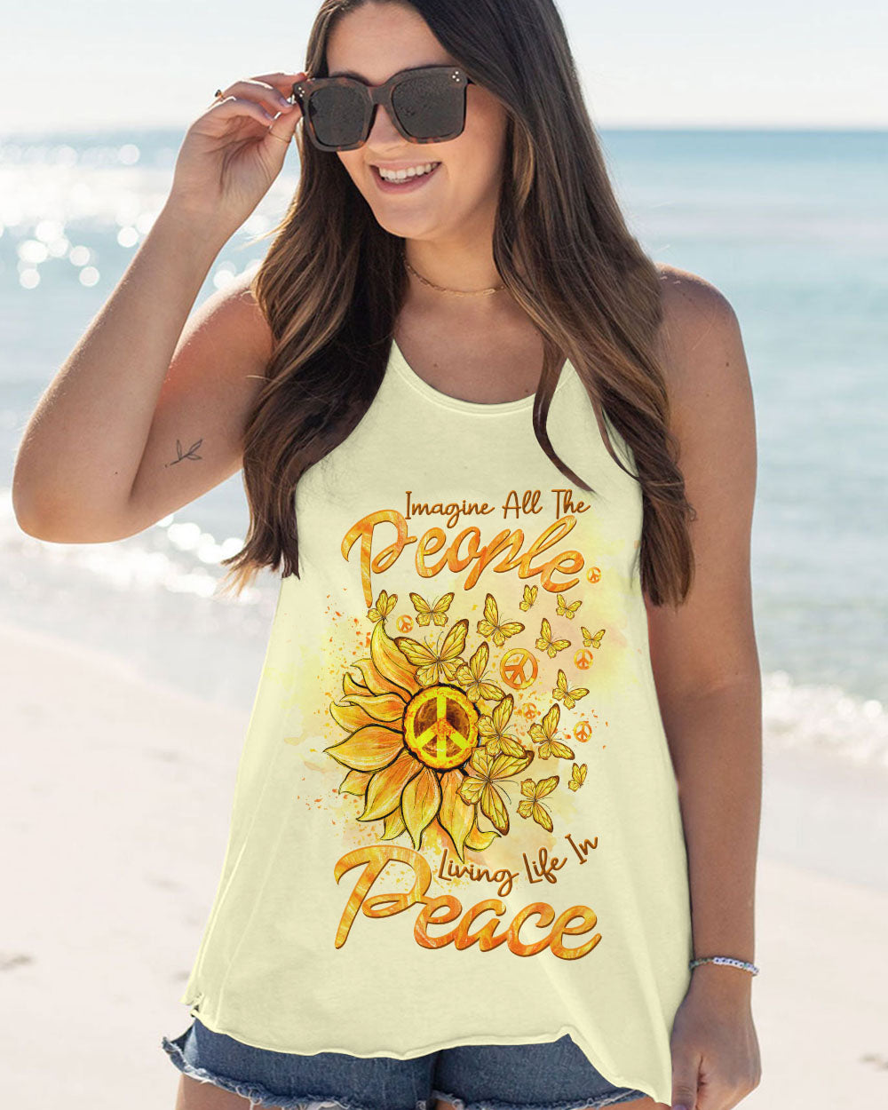 IMAGINE ALL THE PEOPLE LIVING LIFE IN PEACE SUNFLOWER ALL OVER PRINT - TLTW2408234