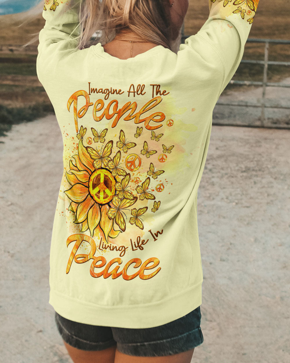 IMAGINE ALL THE PEOPLE LIVING LIFE IN PEACE SUNFLOWER ALL OVER PRINT - TLTW2408234