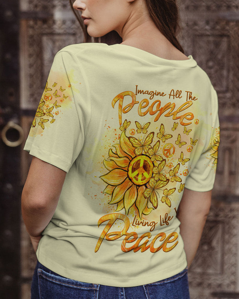 IMAGINE ALL THE PEOPLE LIVING LIFE IN PEACE SUNFLOWER ALL OVER PRINT - TLTW2408234