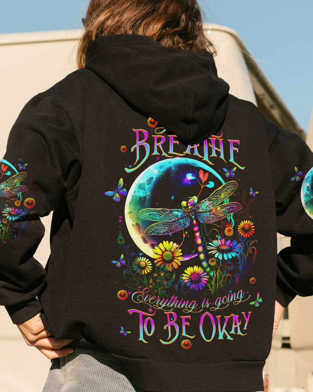 JUST BREATHE DRAGONFLY FLORAL MOON ALL OVER PRINT - TLTW2411232