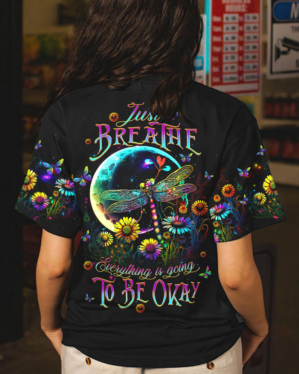 JUST BREATHE DRAGONFLY FLORAL MOON ALL OVER PRINT - TLTW2411232