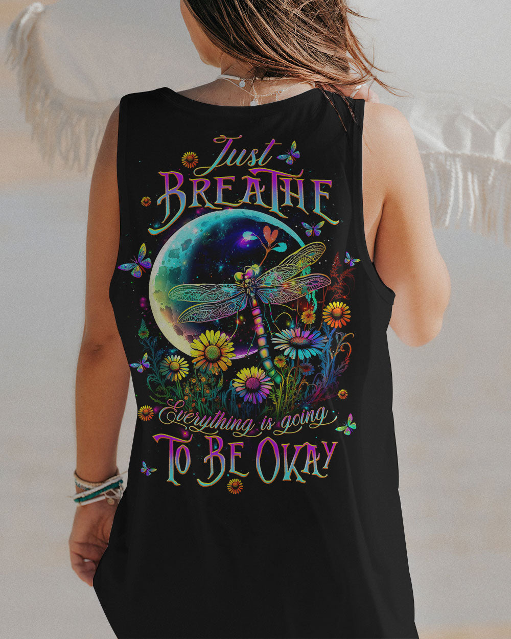 JUST BREATHE DRAGONFLY FLORAL MOON ALL OVER PRINT - TLTW2411232