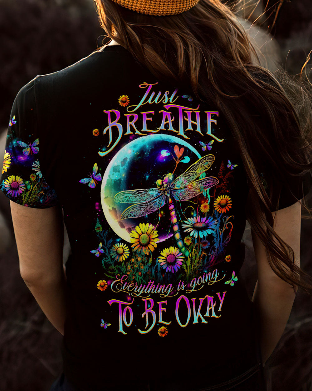 JUST BREATHE DRAGONFLY FLORAL MOON ALL OVER PRINT - TLTW2411232
