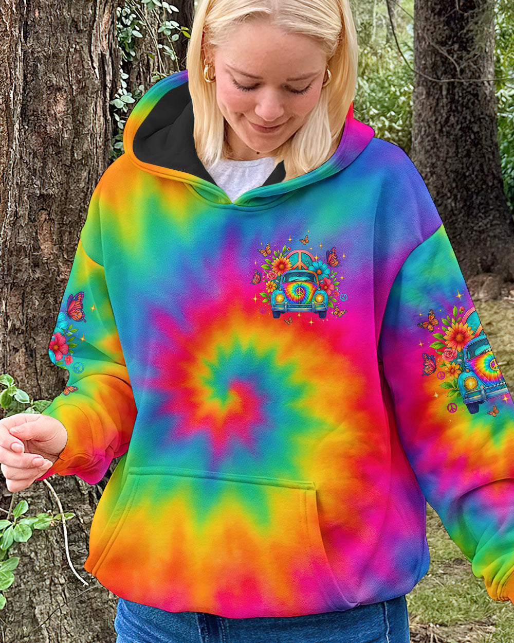 RUNNING AGAINST THE WIND TIE DYE CAR ALL OVER PRINT - TLTW2606251