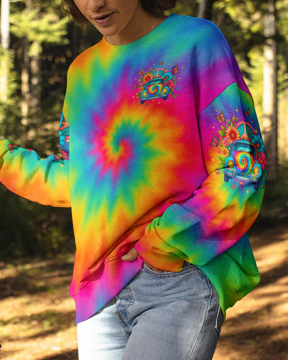 RUNNING AGAINST THE WIND TIE DYE CAR ALL OVER PRINT - TLTW2606251