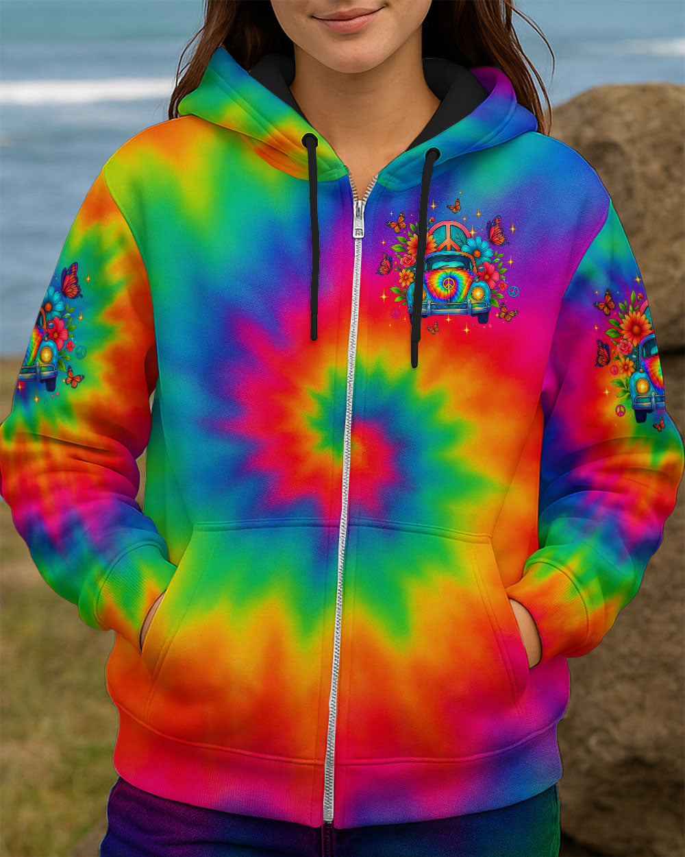 RUNNING AGAINST THE WIND TIE DYE CAR ALL OVER PRINT - TLTW2606251