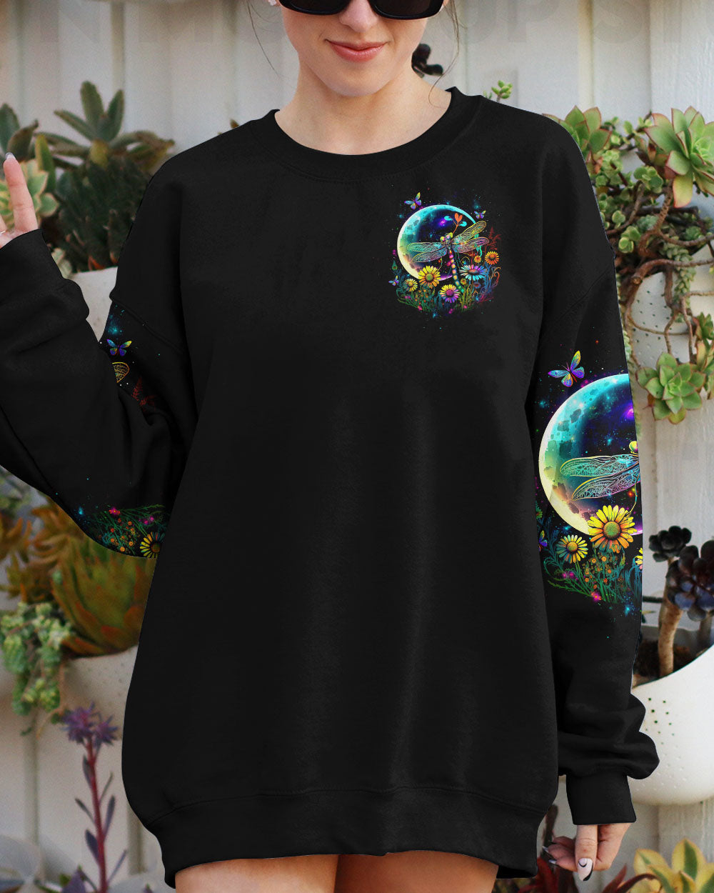 JUST BREATHE DRAGONFLY FLORAL MOON ALL OVER PRINT - TLTW2411232