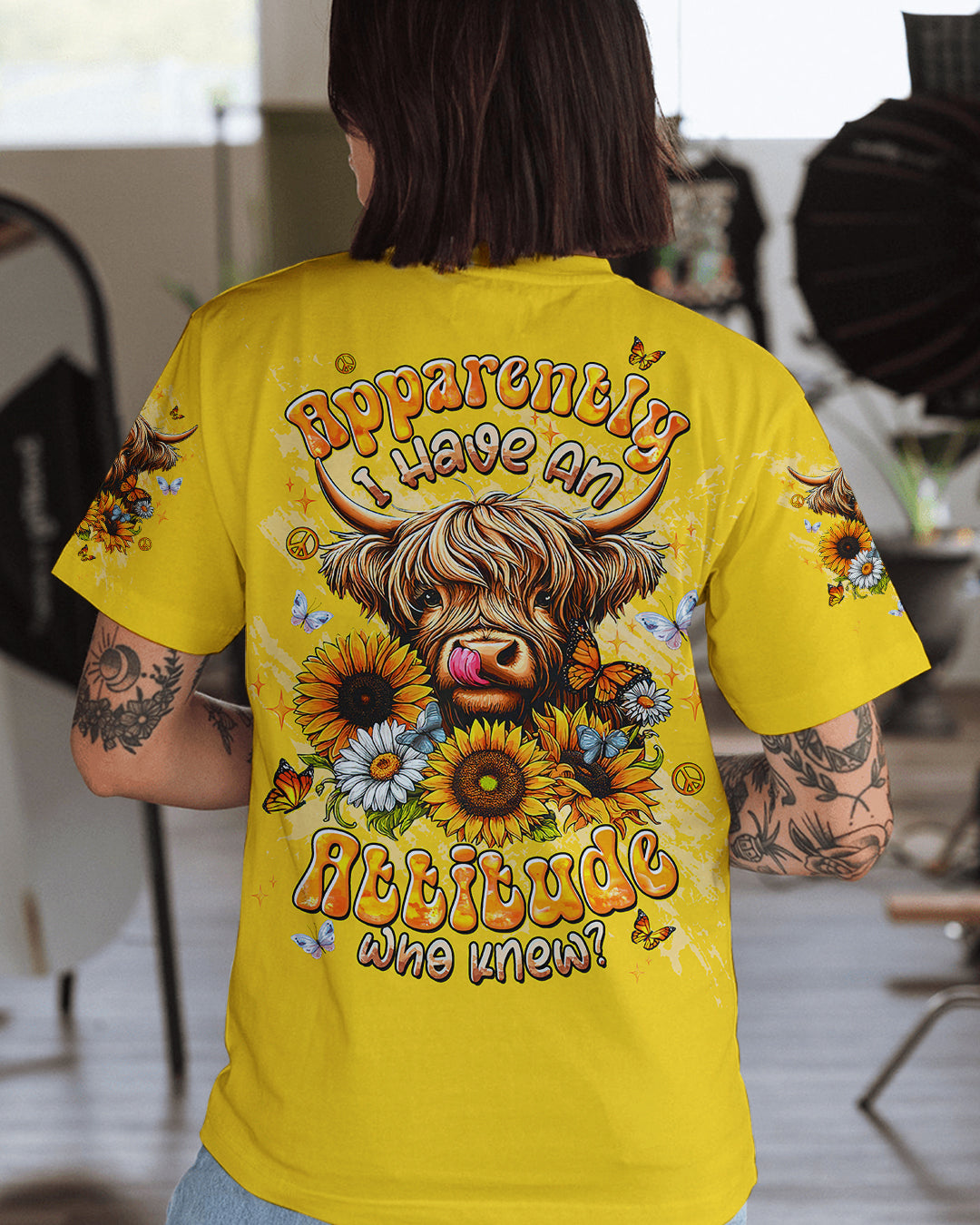 APPARENTLY I HAVE AN ATTITUDE WHO KNEW COW ALL OVER PRINT  - TLTW2612251