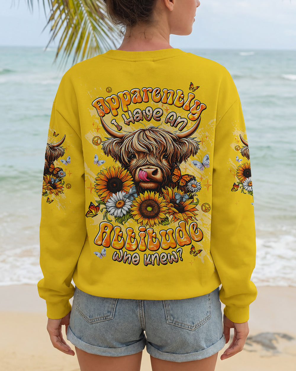 APPARENTLY I HAVE AN ATTITUDE WHO KNEW COW ALL OVER PRINT  - TLTW2612251
