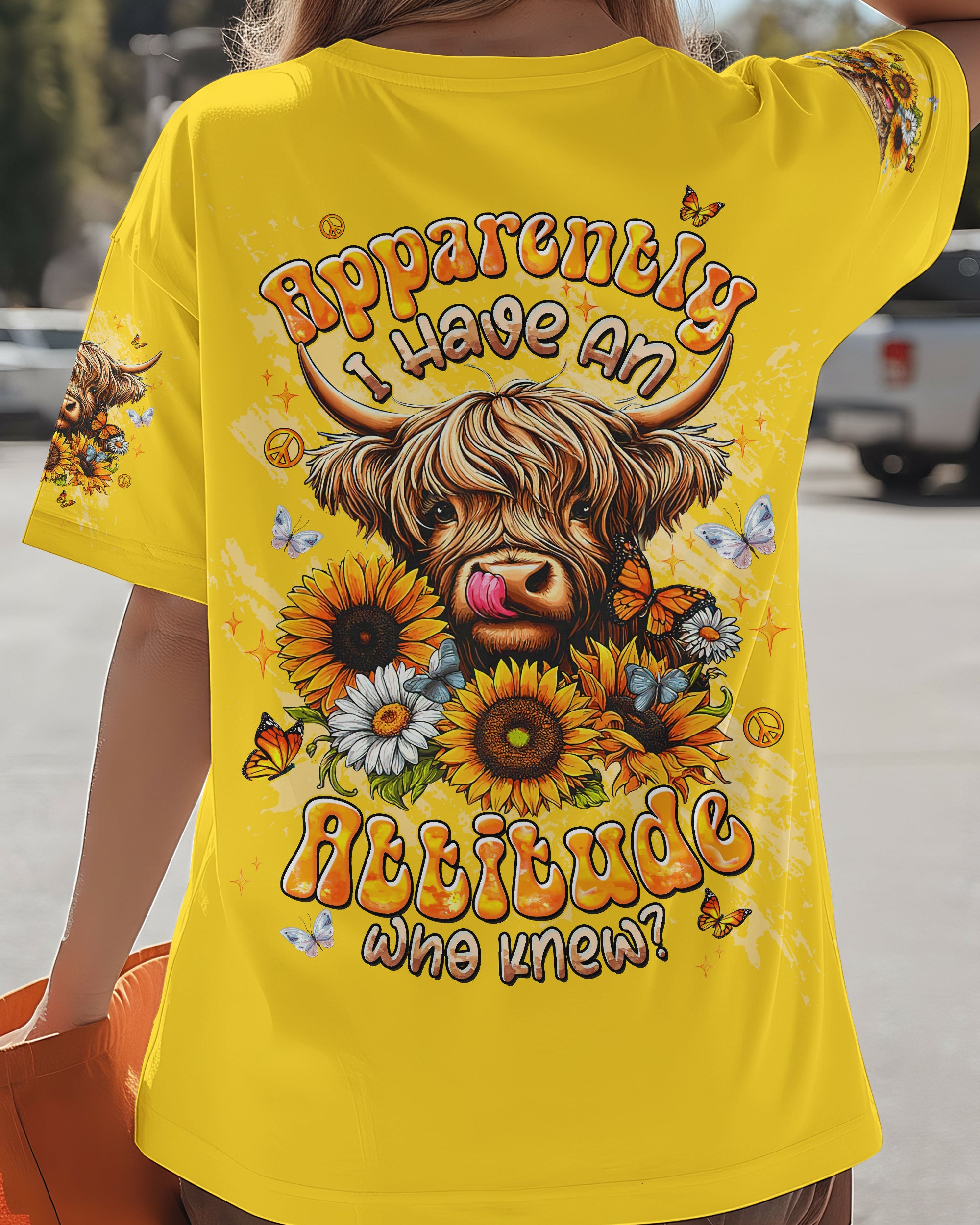 APPARENTLY I HAVE AN ATTITUDE WHO KNEW COW ALL OVER PRINT  - TLTW2612251