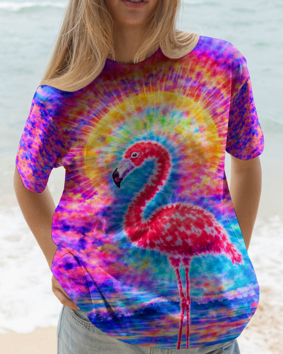FLAMINGO SUNSET  SWIRL ALL OVER PRINT - TLTW2701262
