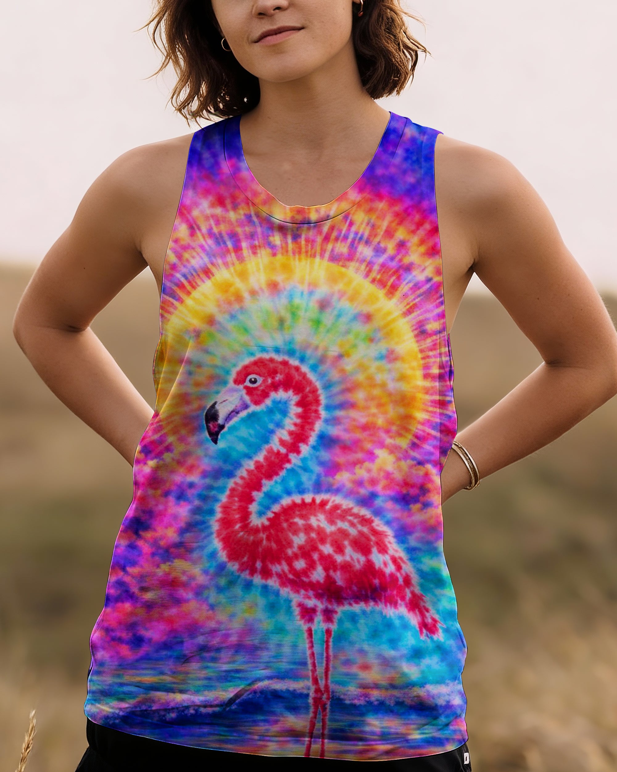 FLAMINGO SUNSET  SWIRL ALL OVER PRINT - TLTW2701262
