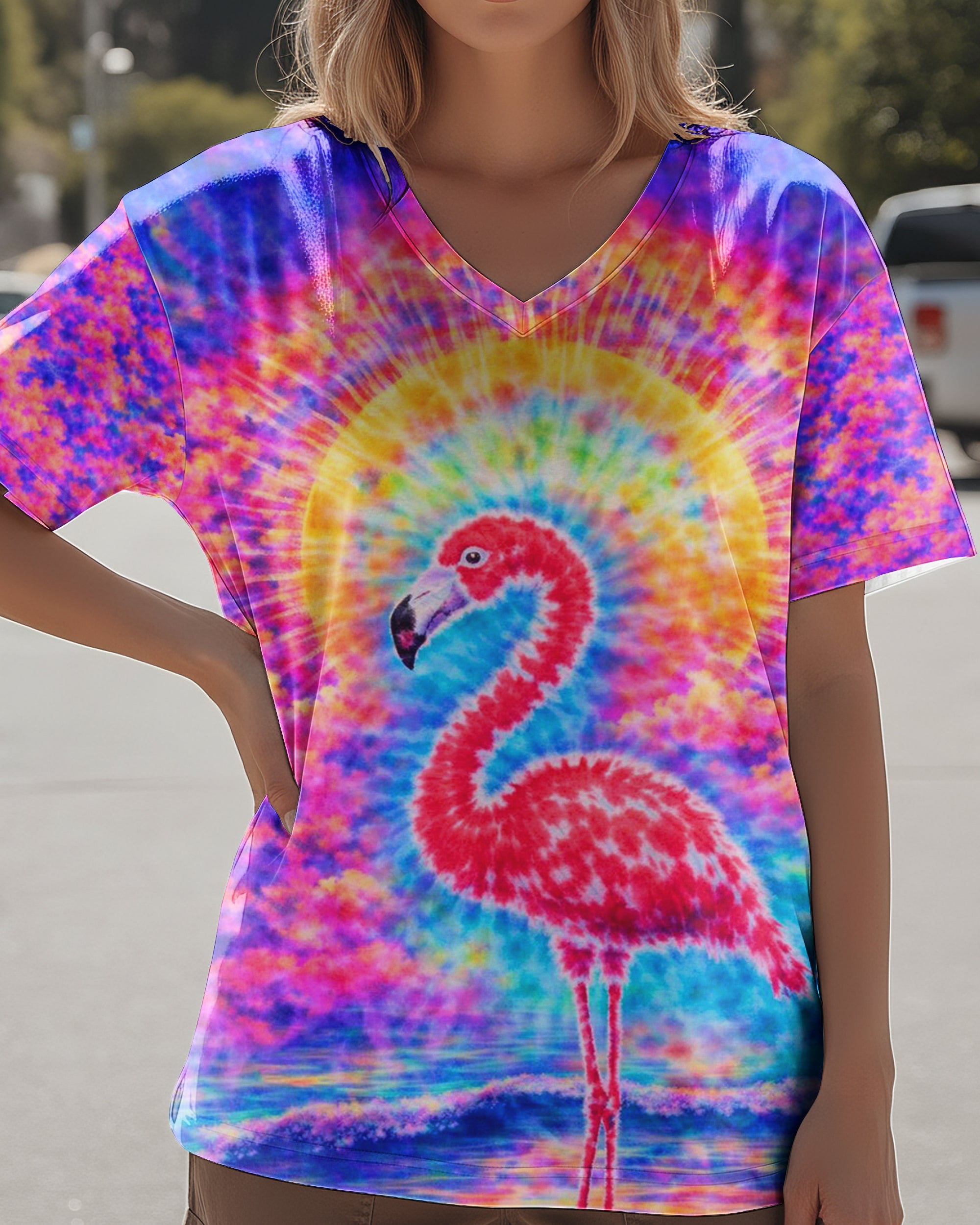 FLAMINGO SUNSET  SWIRL ALL OVER PRINT - TLTW2701262