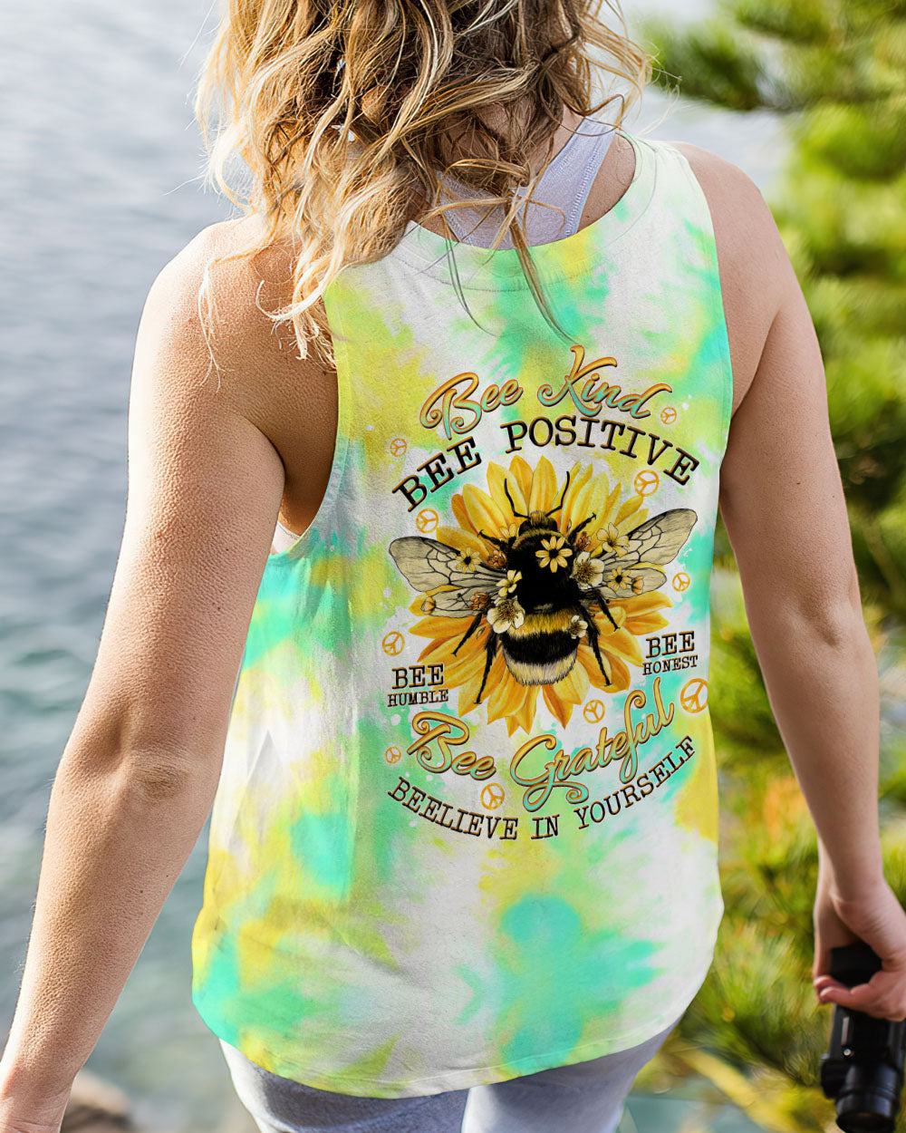 BEE KIND BEE POSITIVE TIE DYE ALL OVER PRINT - TLTW2706234