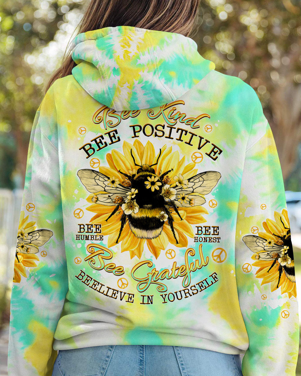 BEE KIND BEE POSITIVE TIE DYE ALL OVER PRINT - TLTW2706234