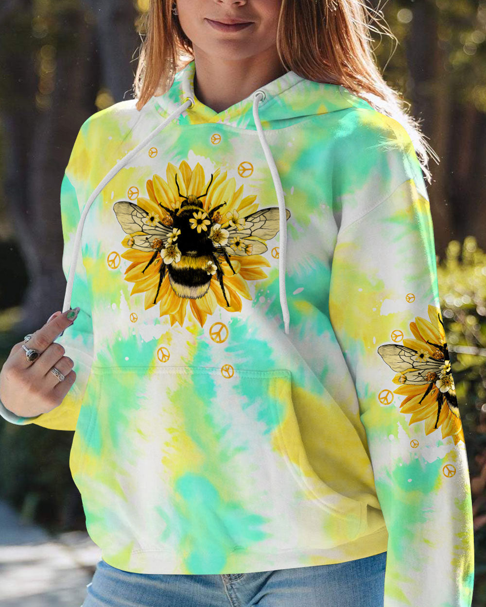 BEE KIND BEE POSITIVE TIE DYE ALL OVER PRINT - TLTW2706234