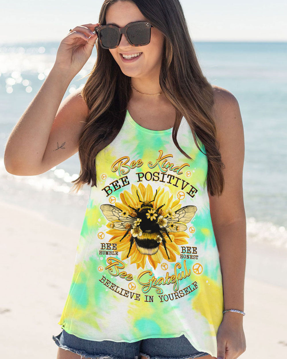 BEE KIND BEE POSITIVE TIE DYE ALL OVER PRINT - TLTW2706234