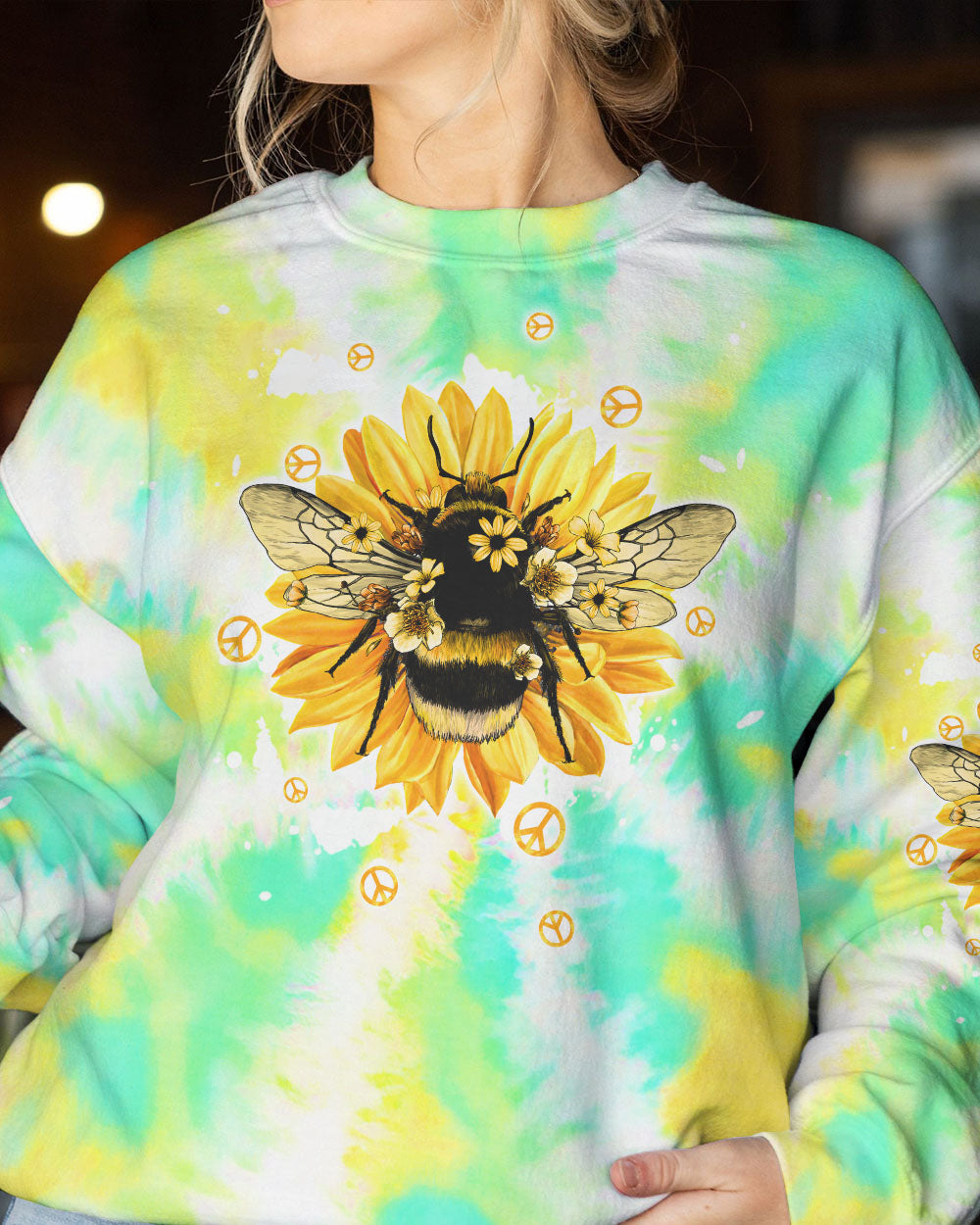 BEE KIND BEE POSITIVE TIE DYE ALL OVER PRINT - TLTW2706234