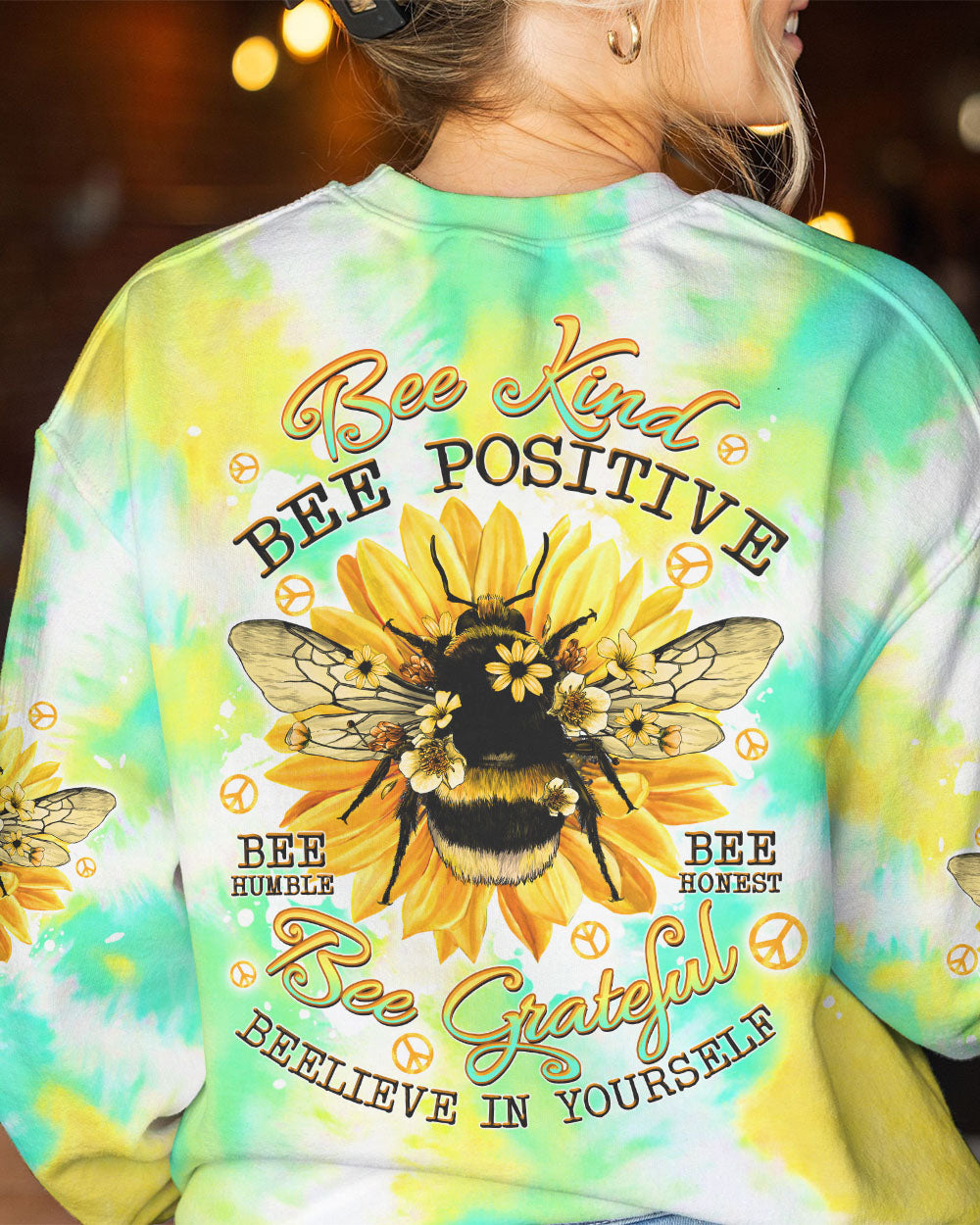 BEE KIND BEE POSITIVE TIE DYE ALL OVER PRINT - TLTW2706234