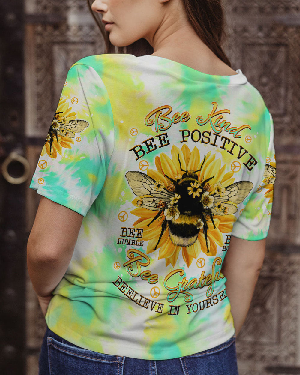 BEE KIND BEE POSITIVE TIE DYE ALL OVER PRINT - TLTW2706234