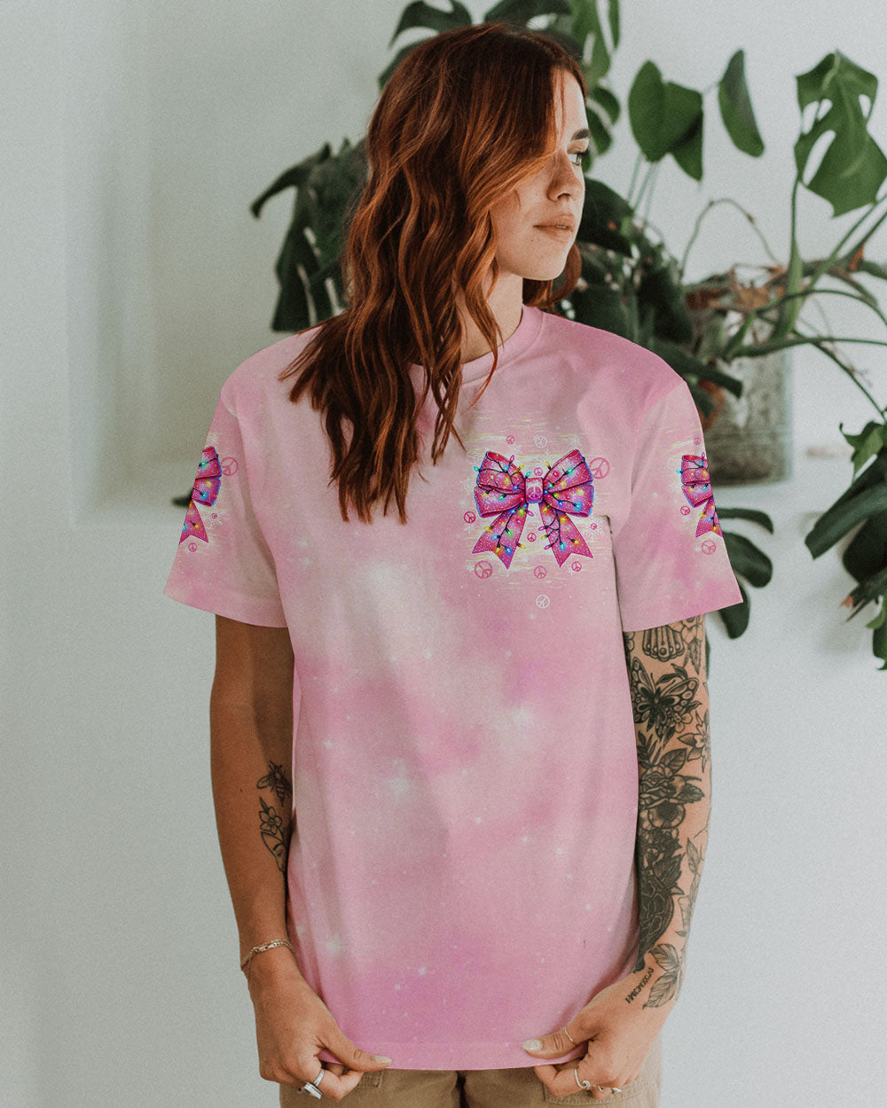 PINK CHRISTMAS BOW ALL OVER PRINT - TLTW2810245