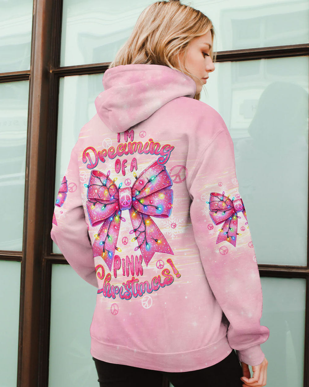PINK CHRISTMAS BOW ALL OVER PRINT - TLTW2810245