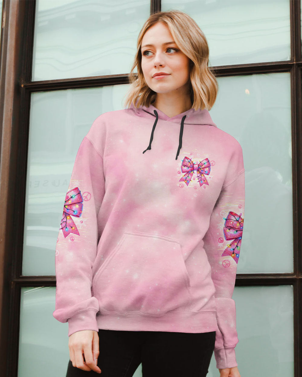 PINK CHRISTMAS BOW ALL OVER PRINT - TLTW2810245