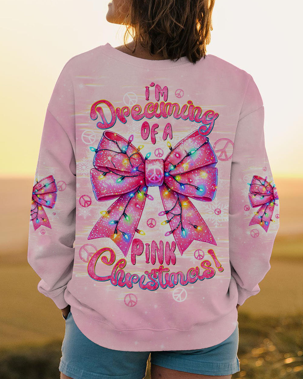 PINK CHRISTMAS BOW ALL OVER PRINT - TLTW2810245