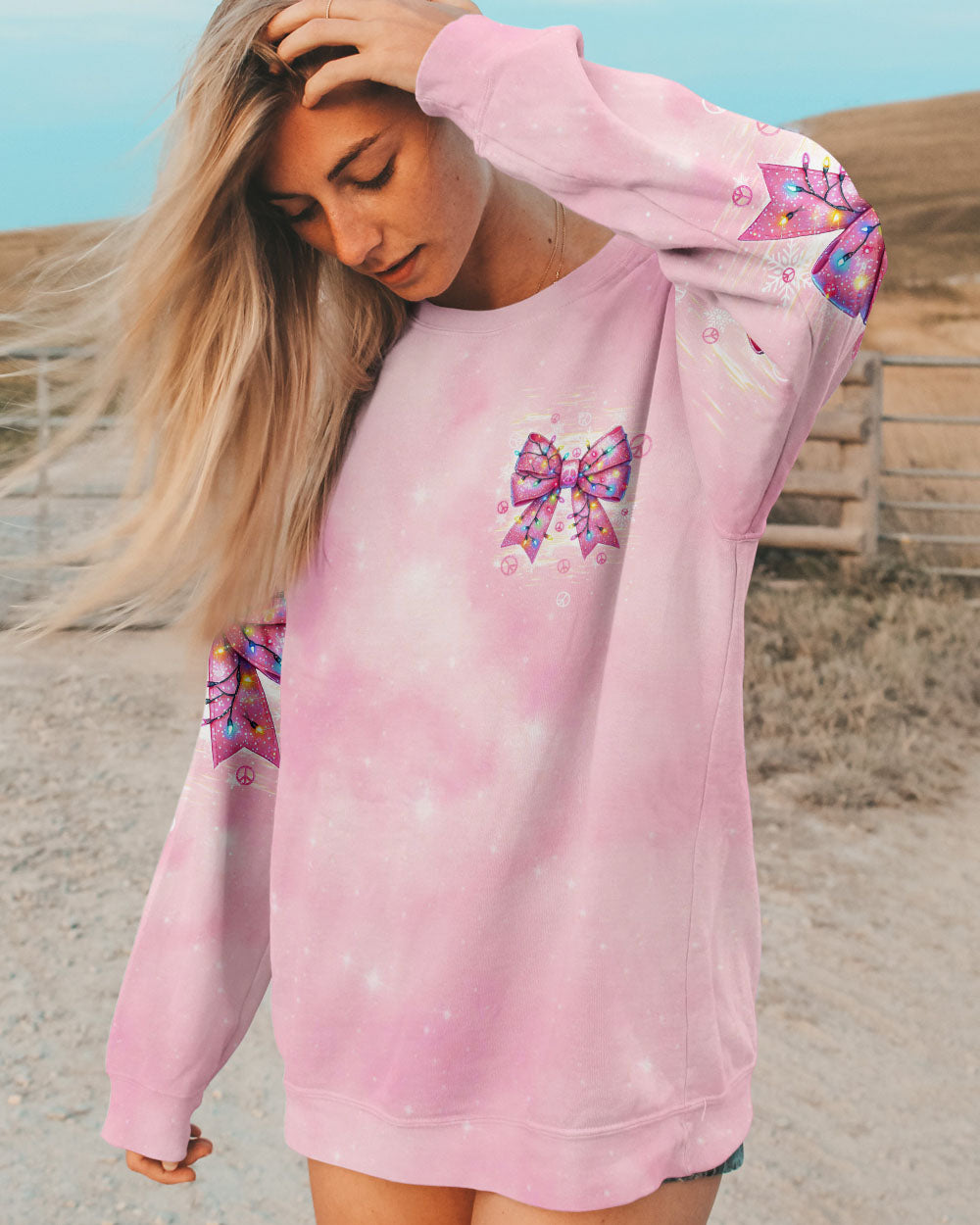 PINK CHRISTMAS BOW ALL OVER PRINT - TLTW2810245